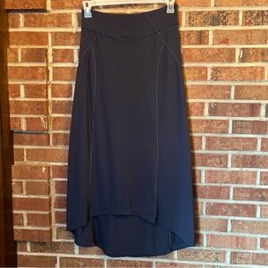 Athleta Women S High Low Maxi Skirt Charcoal Gray Pocket Zipper Stretch Flowy